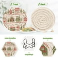 thumbnail image 4 of Yayeee 6 PCS Drink Coasters with Holder Set Woven Absorbent Round Tabletop Hot Pad, Red Christmas House, 4 of 7