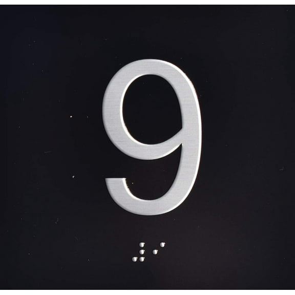 9TH Floor Elevator Jamb Plate Sign with Braille and Raised Number-Elevator Floor Number Sign(Black)