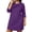Purple, variant on Plus Size Women's 3/4 Sleeve Nightgown Round Neck Mini Sleep Dresses Fall Casual Loose Loungewear Dress L-5XL