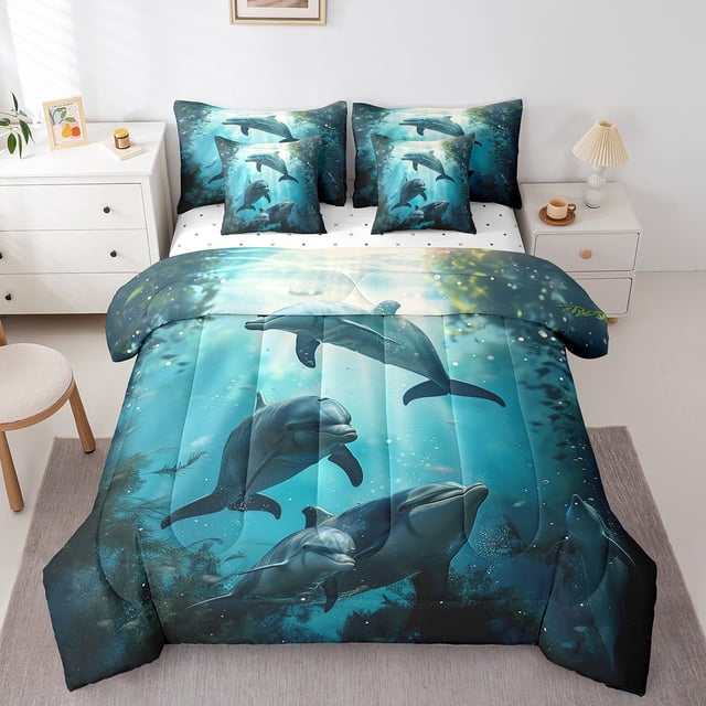 YST Dolphin Ensemble de Douillette, 7 Pcs, Mignon Dolphin Sauteur, Animal Marin, Format Grand Lit
