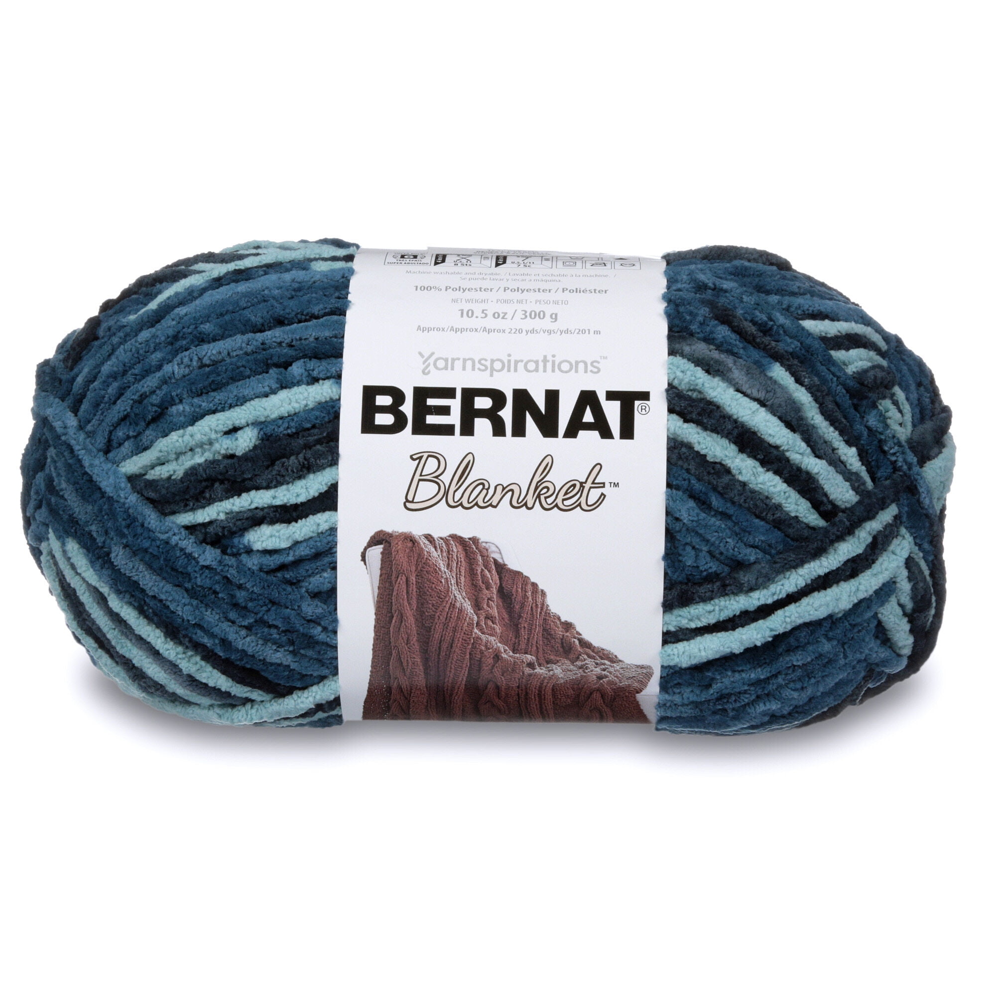 Bernat Blanket 6 Super Bulky Polyester Yarn, Teal Dreams 10.5oz/300g, 220 Yards