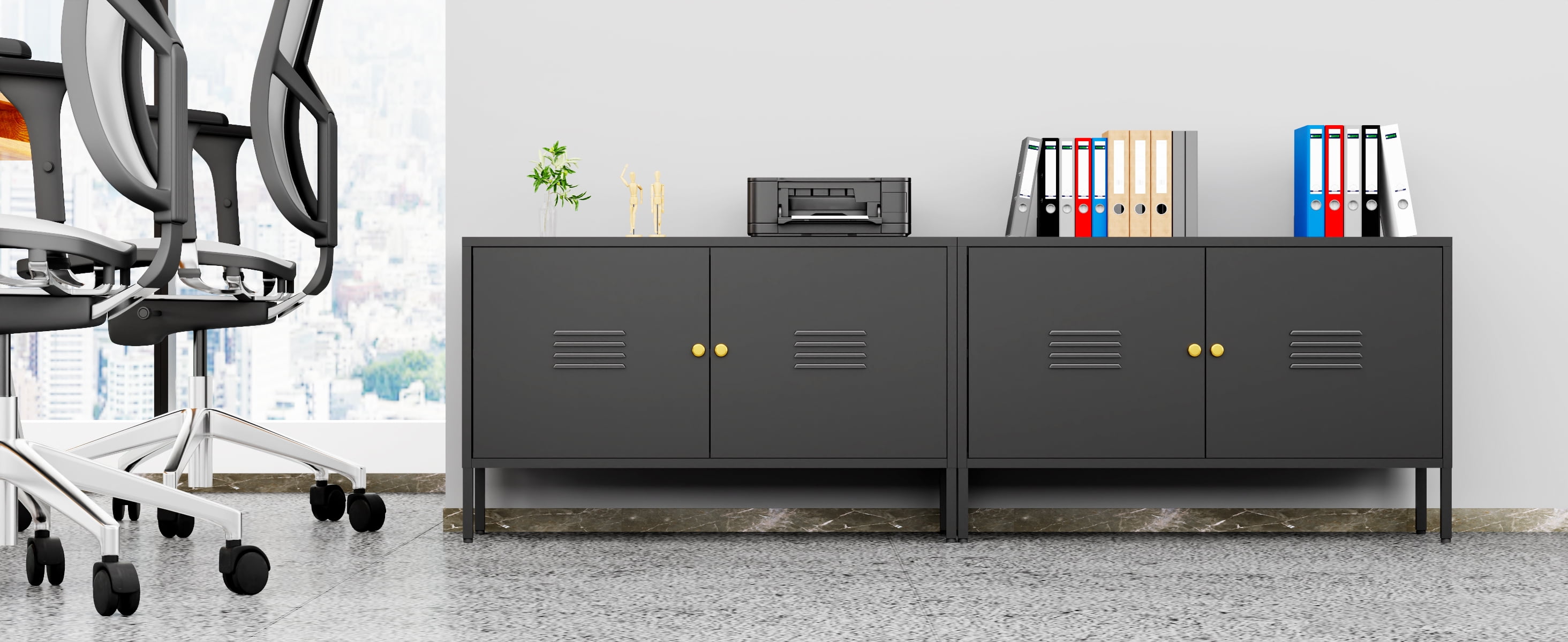 Metal Accent Storage Cabinet for Bed Room,Living Room,Home,Hotel,Office,Garage,2-Tier, Removable Shelf