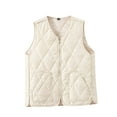 thumbnail image 2 of Womens Lightweight Quilted Puffer Vests Padded Zip up Sleeveless Jacket Oversized Waistcoat Outerwear with Pockets New White 5XL, 2 of 4