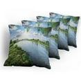 thumbnail image 5 of Ambesonne Nature Throw Pillow Cover 4 Pack, Calm River in Summer, 24", Fern Green Sky Blue, 5 of 7