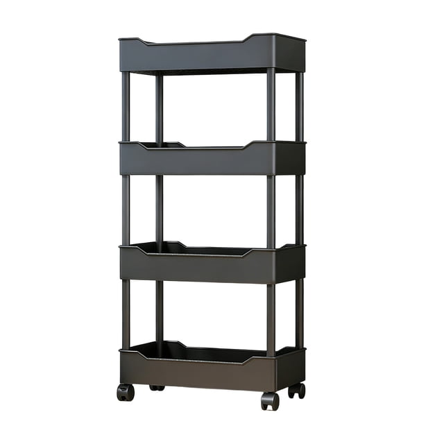 Support à Plantes Roulant à 3/4 Niveaux avec Roues, Chariot de Rangement en Plastique Gain de Place pour Usage Intérieur Extérieur