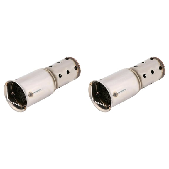 2X Universal 51mm Motorcycle Exhaust Muffler Pipe DB Noise Sound Eliminator,2x Exhaust Pipe,Silver