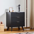 thumbnail image 2 of YOCWO 3 Drawer Fluted Nightstand, Wood Chest of Drawer for Bedroom, Black, 2 of 5