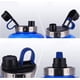 thumbnail image 5 of Botella deportiva grande de 2,2 L/3,2 L, botella de agua de motivación con mango de goma suave, tapa de acero inoxidable a prueba de fugas, sin BPA, boca de botella grande, ideal para gimnasio,, 5 of 5