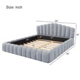 thumbnail image 3 of DreamBuck Queen Size Floor Bed Frame with Shell-Shaped Headboard and Wooden Slats, Velvet Upholstered Platform Bed with Soft Cushioning All Around Guards, No Box Spring Needed, Easy Assembly, 3 of 8