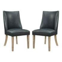 Pemberly Row 19.5"H Faux Leather Dining Chair in Dark Navy Blue Set of 2