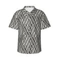 thumbnail image 2 of Picia Black White Stripes Gentle Cotton Regular Fit Short Sleeve Casual Hawaiian Shirt for Men-Large, 2 of 9