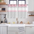 thumbnail image 2 of Pink Grey Kitchen Curtains Short 45 Inch Length, Chic Garden Floral Stripe Aesthetic Flower Boho Grommet Top Bedroom Living Room Curtains, Light Filtering Cafe Curtain Drapes 2 Panels Set 84''x45'', 2 of 9