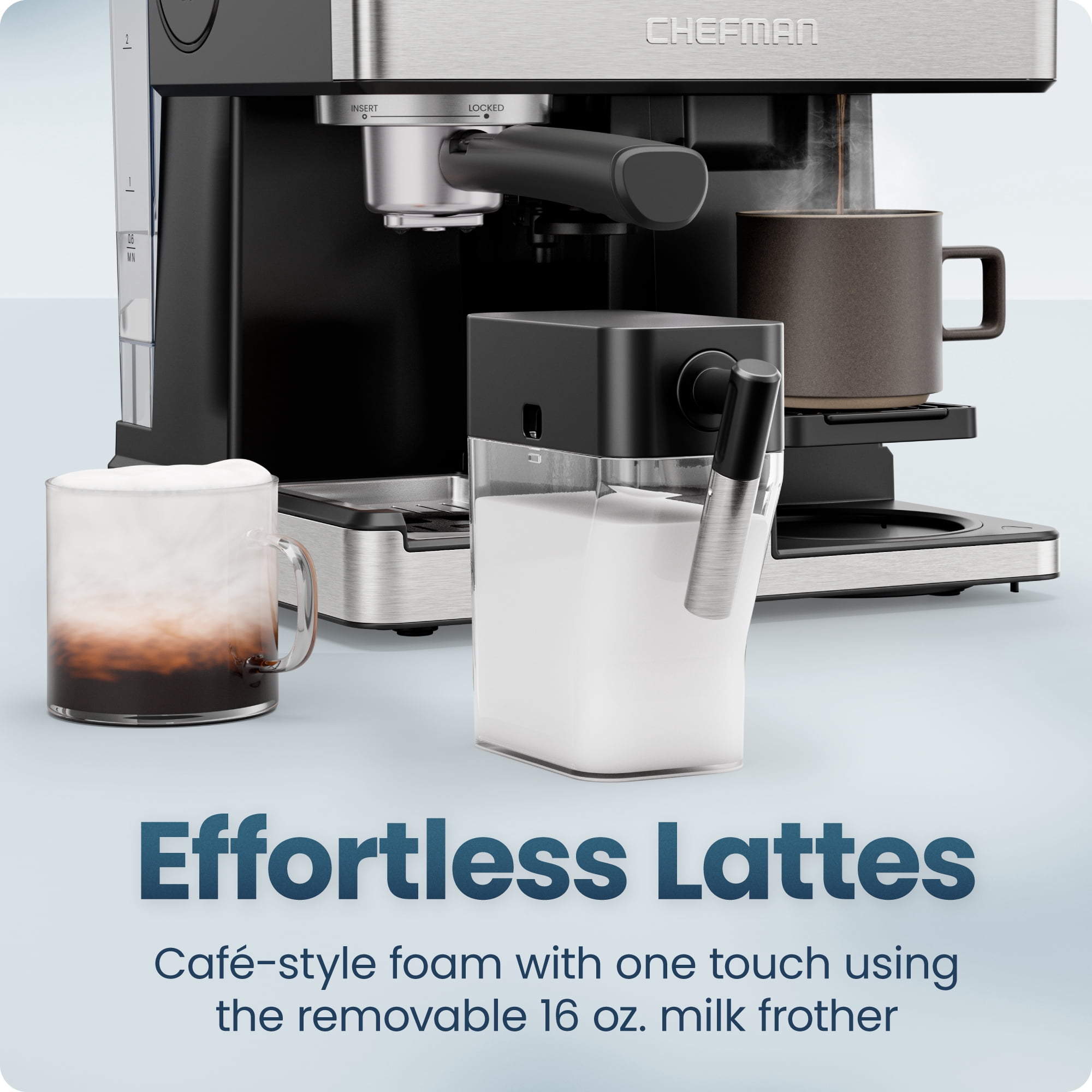 Chefman Coffee Station, Coffee Maker Espresso Machine Combo, Automatic Milk Frother – Black