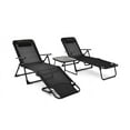 thumbnail image 2 of Barara King Garden Conversation Table Set, Conversation Loveseat Chairs Set, 3 Pieces Patio Folding Chaise Lounge Set with PVC Tabletop-Black, 2 of 8