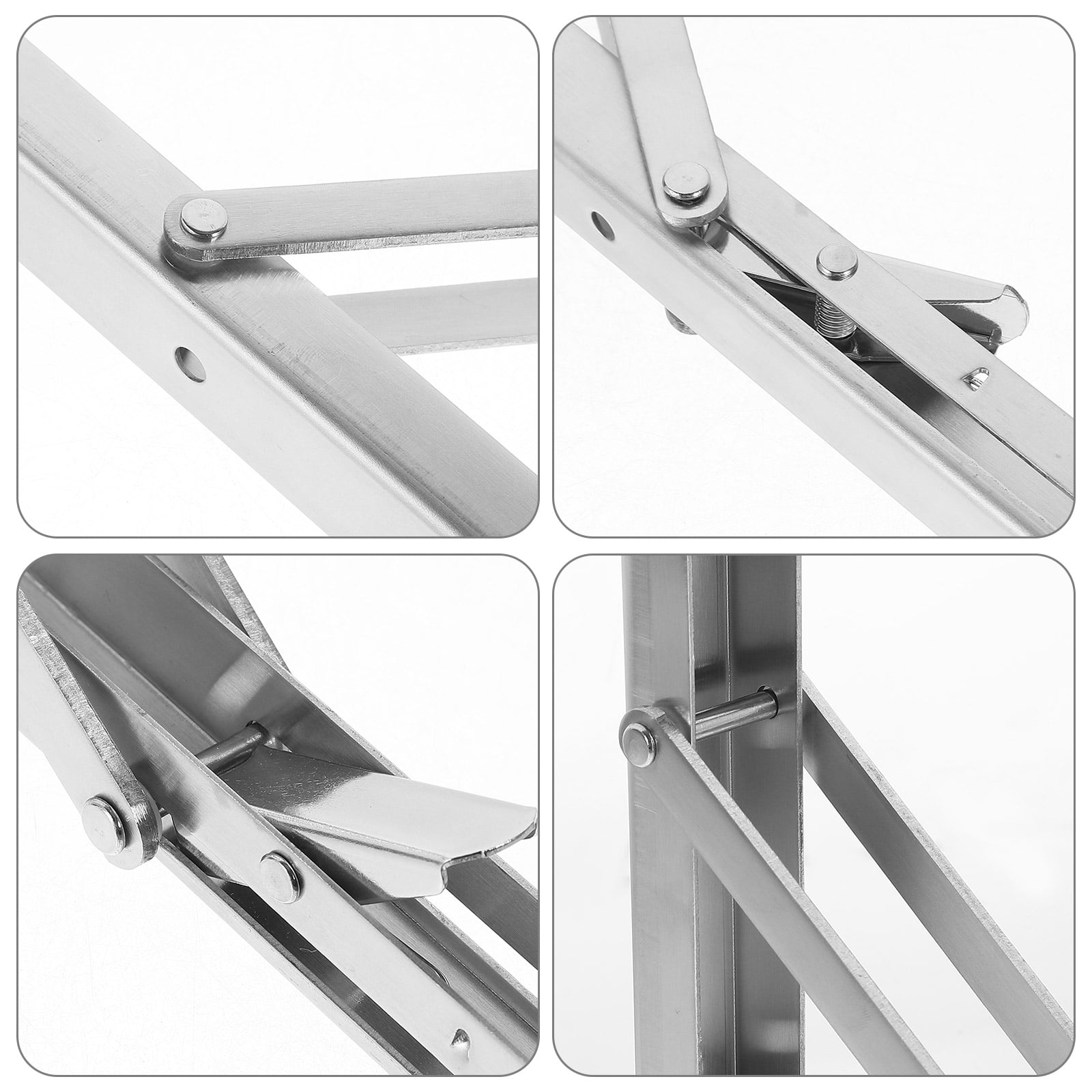 LEORX 2Pcs Silver Triangle Stainless Steel Folding Brackets for Shelves Support Indoor Projects 11.79X6.29X0.98 In