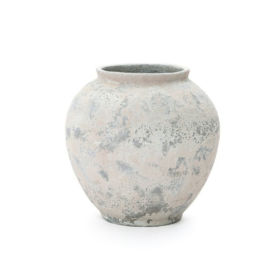 LuxenHome 10.7" Mottled Gray Cement Globe Vase, Round Decorative Accent for Home Decor