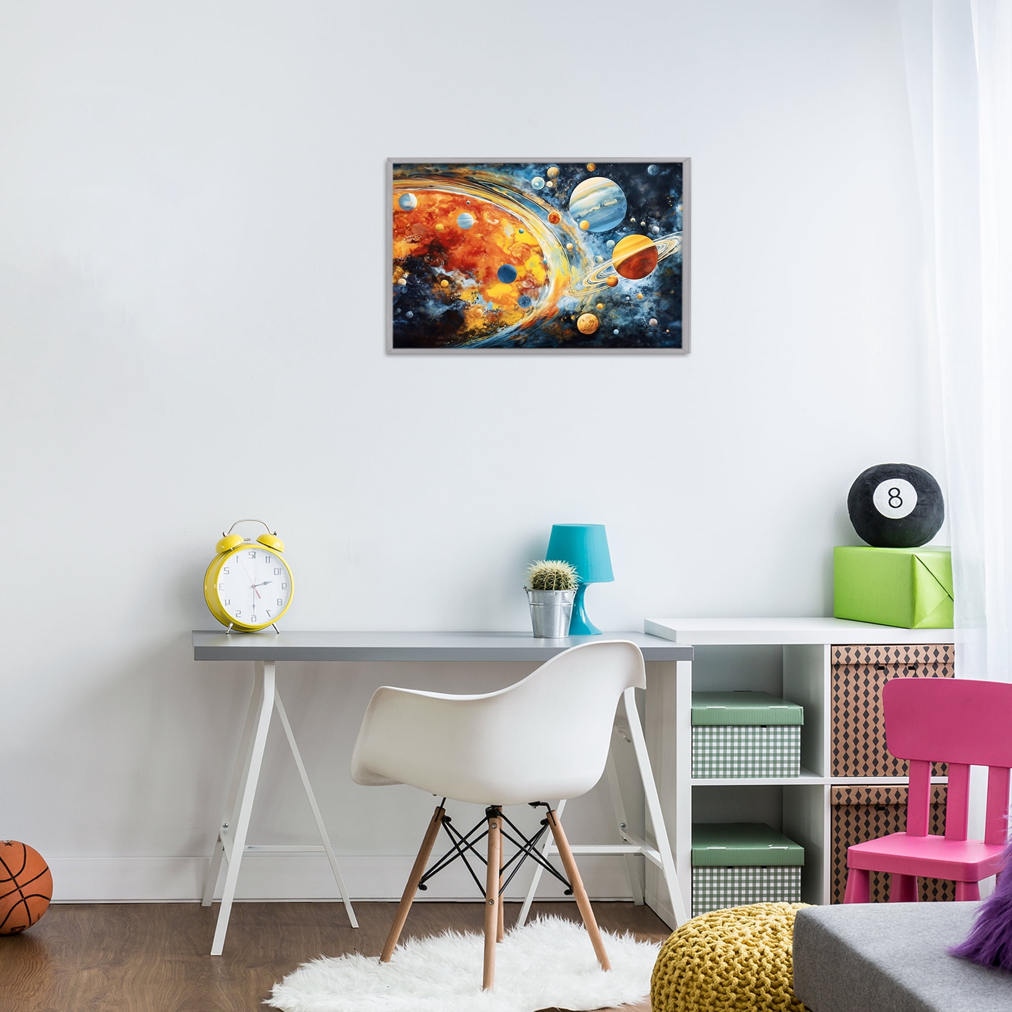 Stupell Industries Space Whirl Planets Gray Framed Giclee Art, design by Ray Powers