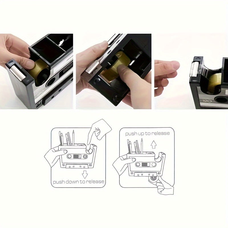 A Tape Dispenser with a Pen Holder, Vintage Cassette Tape Dispenser. Accessories Not Included