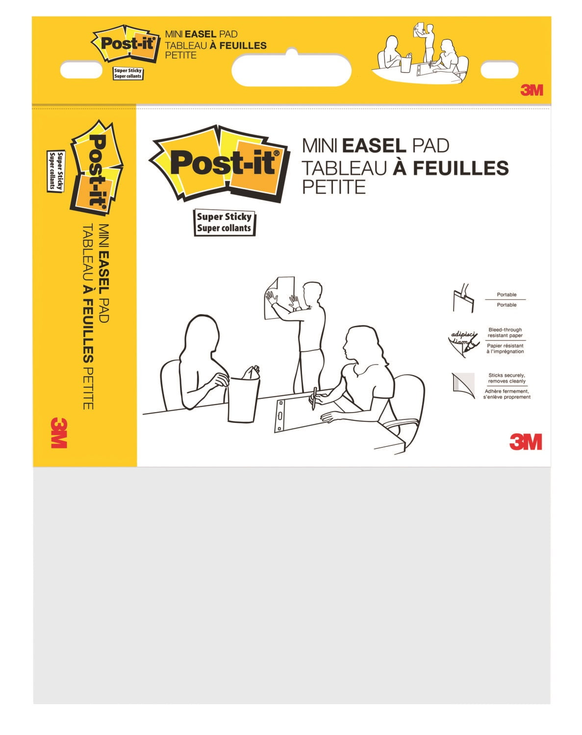 Post-it&reg; Super Sticky Mini Easel Pad, 15 x 18 Inches, 20 Sheets/Pad, 1 Pad, White Premium Self Stick Flip Chart Paper