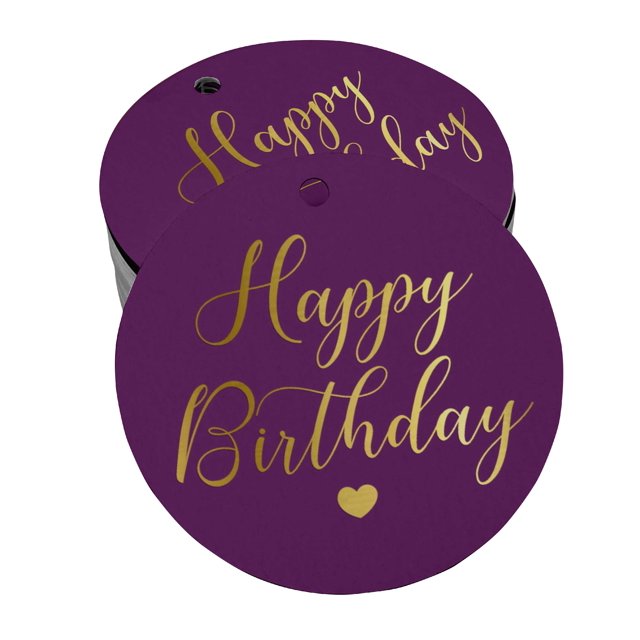 Inkdotpot Happy Birthday Bottle Tag Real Gold Foil Favor Hang Tags Pack Of 50