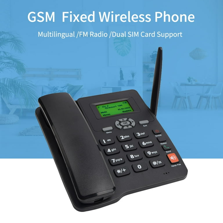 Téléphone sans fil fixe 4g Desktop Telephone Support Gsm 850 / 900 / 1800 /  1900mhz Carte SIM Téléphone sans fil avec antenne Radio Horloge