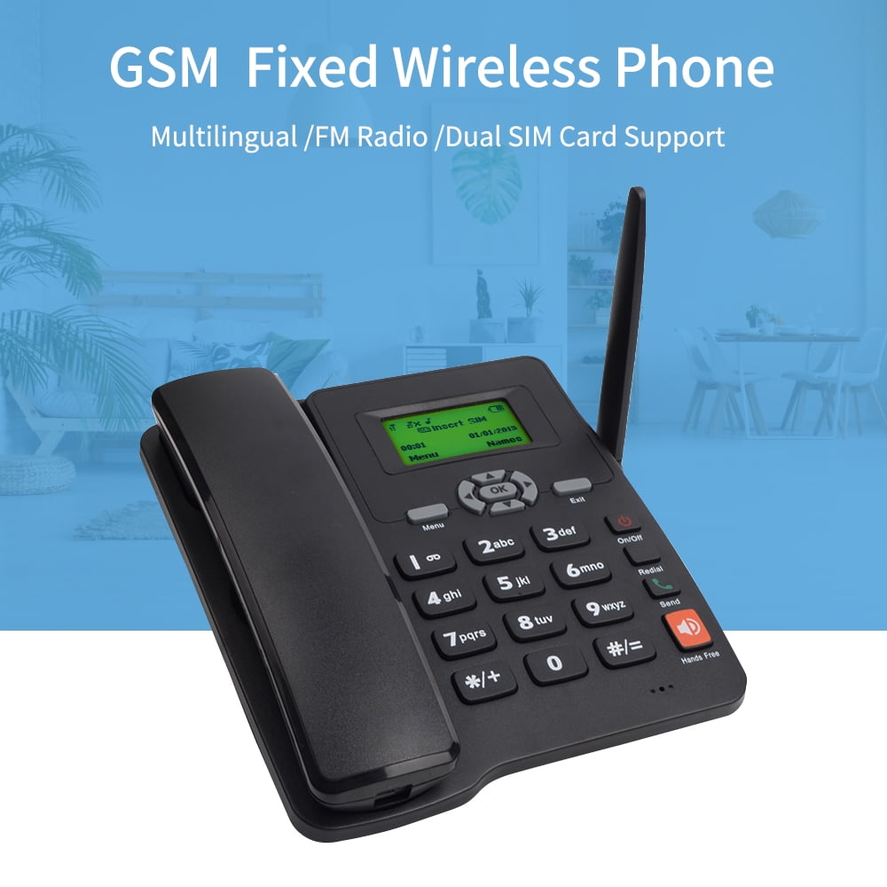 Walmeck Cordless Phone Dual SIM Card 2 G Fixed Wireless Telephone Set with Antenna, Alarm Clock for photo Walmeck Cordless Phone Dual SIM Card 2 G Fixed Wireless Telephone Set with Antenna, Alarm Clock for