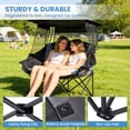 thumbnail image 5 of ABORON Camping Chair for 2 Person with Canopy, Portable Folding Double Camping Chair for Adults, Oversized Double Beach Loveseat with Cup Holders and Pocket, 600 lbs Heavy Duty Camping Couch - Black, 5 of 9