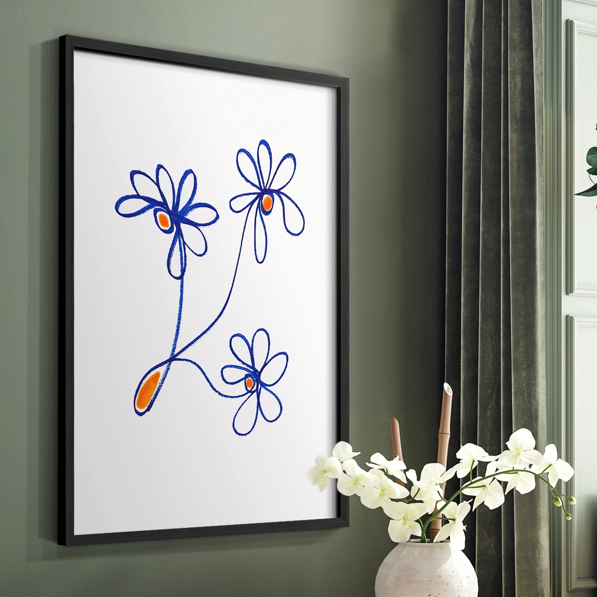 Wobbly Blooms III Framed Print - Solid Wood in Single Picture Frame Solid Wood 2 Framed Print