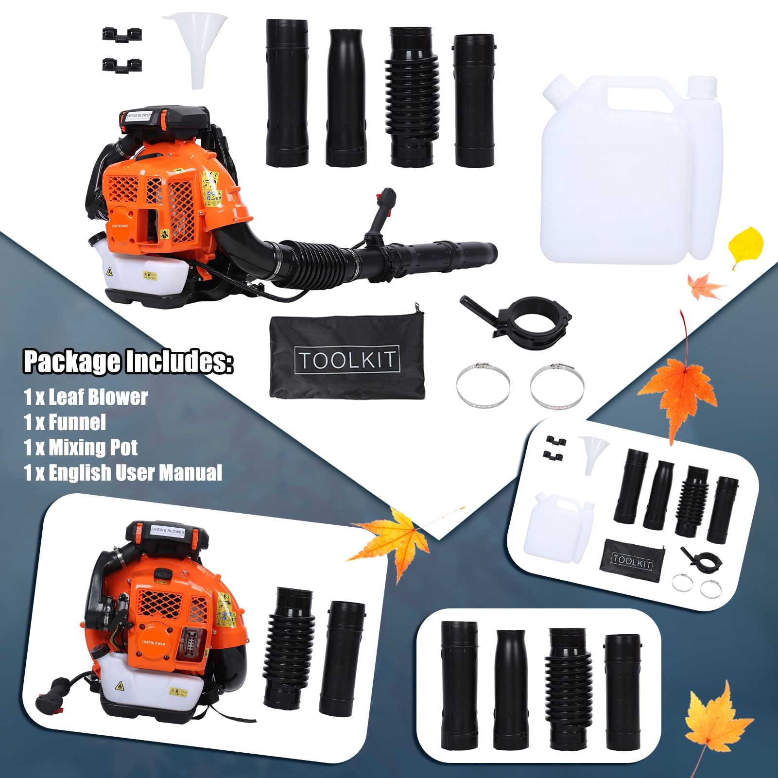 Seipola 80CC 4-Stroke Gas Leaf Blower, 900CFM High Power Backpack Blowing Machine for Lawn Care, Yard Debris & Wet Leaves, 2.3L Fuel Tank, Low Noise