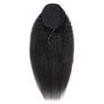 thumbnail image 2 of Human Hair Ponytail Extensions Yaki Afro Kinky Straight Curly Ponytail Wrap Drawstring Human Hair Natural Color Hairpiece with Clip in Binding Pony Tail Kinky Curly 12 Inch Wrap Around, 2 of 15