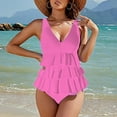 thumbnail image 4 of Womens One Piece Swimsuit Ruffle Tiered Tummy Control Modest Bathing Suit Full Coverage Retro Swim Dress Swimwear, 4 of 6