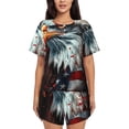 thumbnail image 1 of Balery USA Bald Eagle Conjunto de Pijama para Mujer con Estampado, Dos Piezas de Manga Corta y Shorts, Ropa de Dormir Suave con Cuello Redondo y Bolsillos-Small, 1 of 6