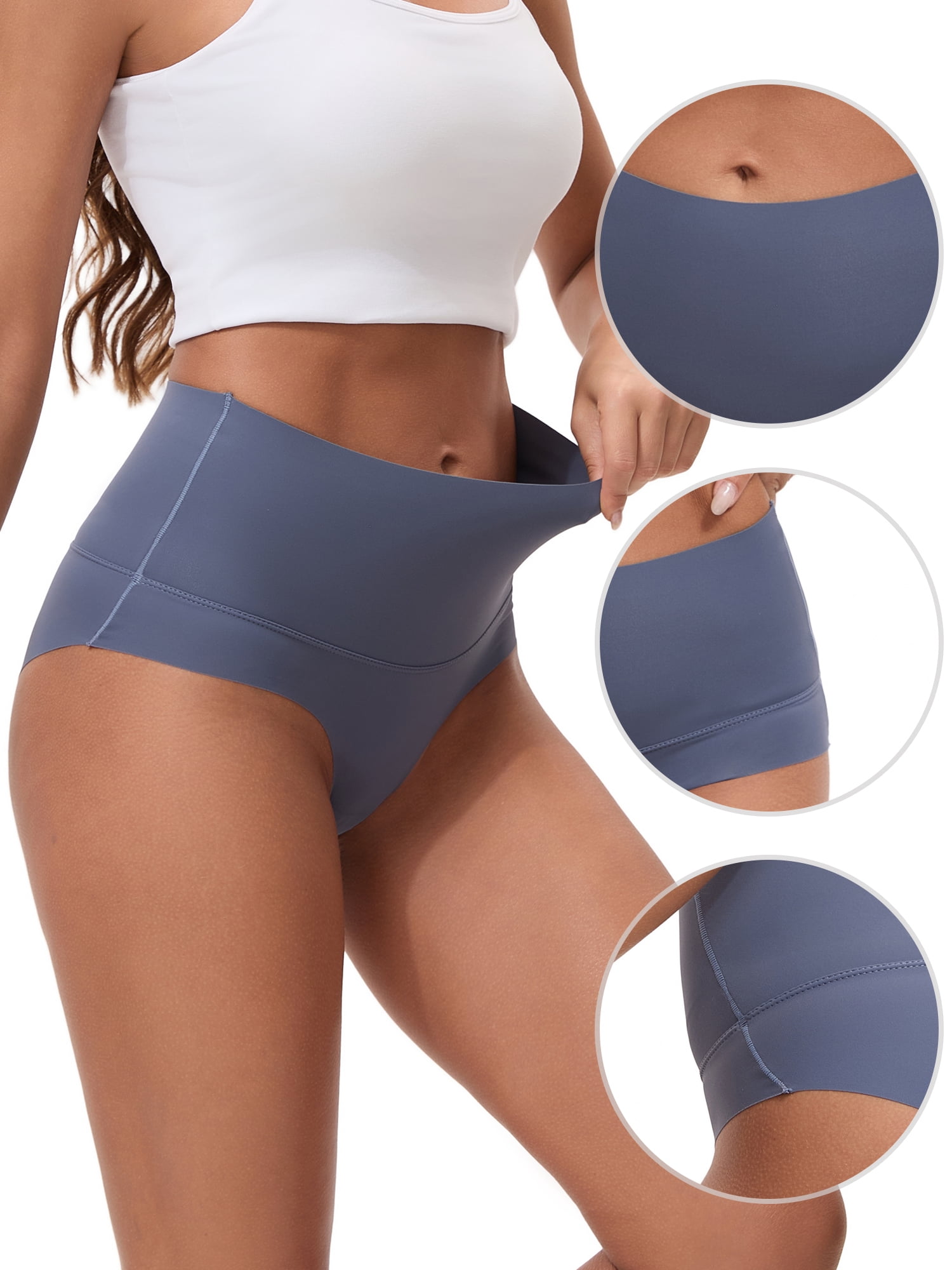 Unique Bargains Women's High Waist Tummy Control Full Coverage Briefs L Blue