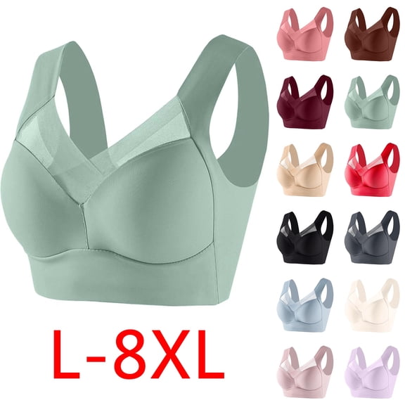 Plus Size Bra Sawvnm Women's Strapless Lace Underwear With Thin Side Collection And Daily Bra Bras for Women,Green,L