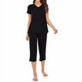 thumbnail image 3 of Femmes Pyjamas Ensemble Sexy V Pyjamas Décontractés Pantalons de Nuit Pyjamas Modal, Noir, XXL, 3 of 6