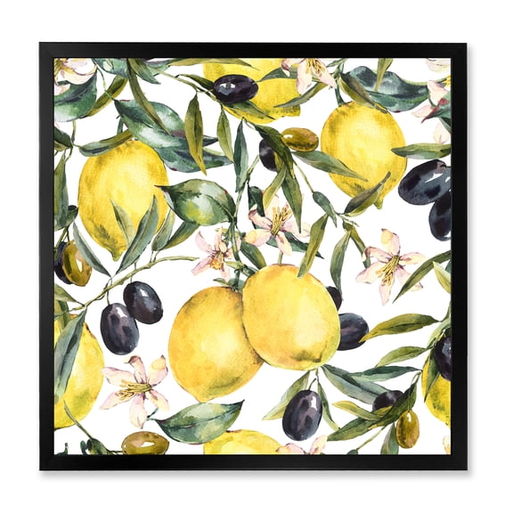 Designart 'Olive and Lemon Branches I' Tropical Framed Art Print