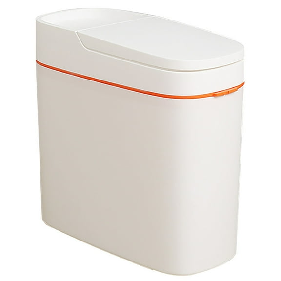 Gnwei Small Bathroom Trash Can with Lid Soft Close-13L/3.4 Gal Slim Garbage Can-Metal Step Wastebasket-Rectangle Narrow Waste Bin for Office, Bedroom, Toilet, Live Room