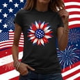 thumbnail image 2 of Goodtrade8 Women's Short Sleeve Shirts Summer USA Years Anniversary Pullover Red White and Blue Fourth of July Independence Day American Flag Fashion Casual Tops for Women Crew Neck, 2 of 8
