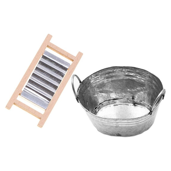 Raindrops  Mini Tinplate Basin Baby Toys Sink Bathroom Dollhouse Washboard Child