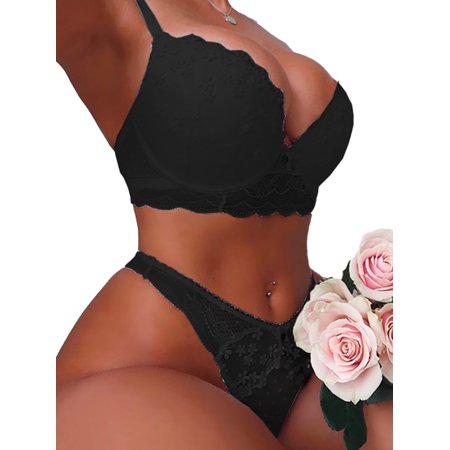 

Saodimallsu Women s Lace Push Up Bra Low Waist Panties Sets