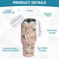 thumbnail image 4 of 40 oz Tumbler With Handle Stainless Steel Insulated Tumbler With Lid for Car Cup Holder Small White and Pink Flowers, 4 of 9