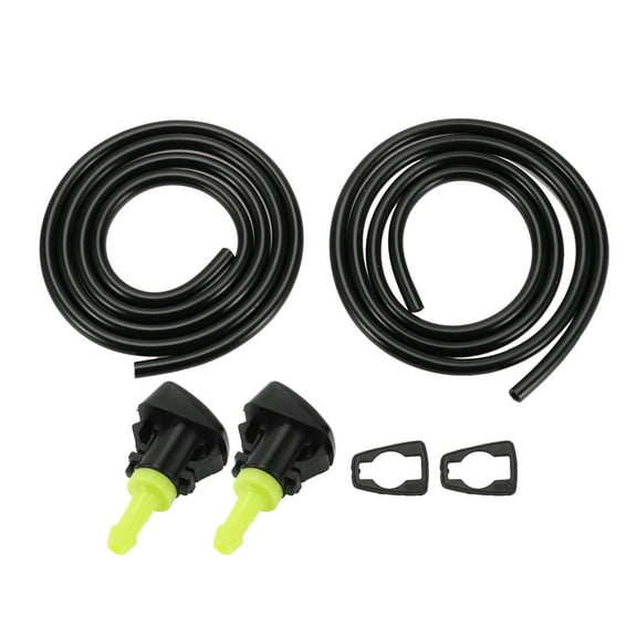 Unique Bargains Windshield Washer Nozzle for Dodge Grand Caravan 2008-2020 No.5113049AA Front Black Green With 2 Pcs1.5 Meter Fluid Hose 1 Set