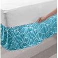 thumbnail image 2 of Waves Bed Skirt, Rhythmic Bicolored Curved Horizontal Sea Lines Aquatic Motifs Illustration, Elastic Bedskirt Dust Ruffle Wrap Around for Bedding Decor, 4 Sizes, Deep Sky Blue White, by Ambesonne, 2 of 2
