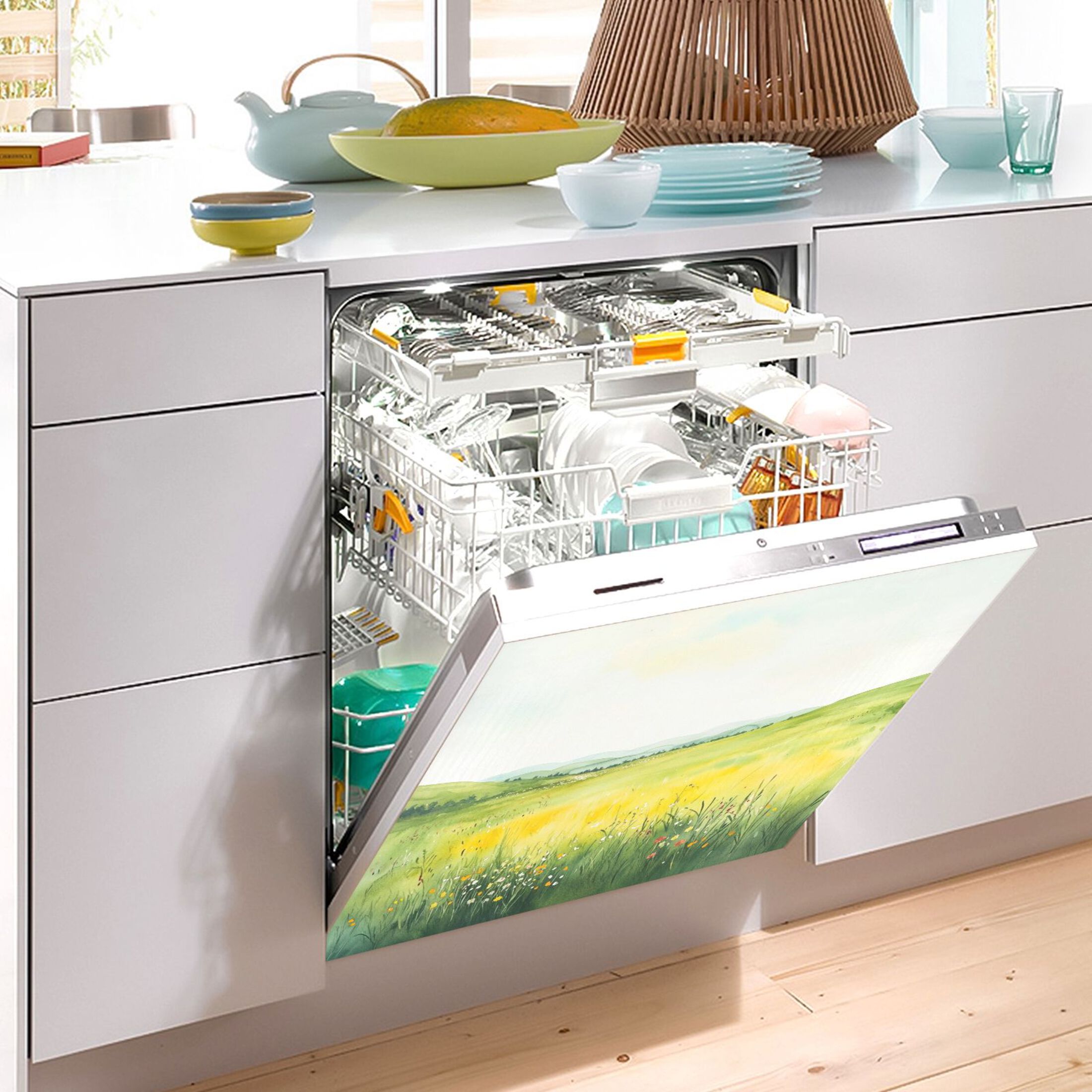 Dishwasher Magnetic Sticker 23x26 Inch Refrigerator Magnetic Sticker Washing Machine Magnetic Sticker Kitchen Panel Magnetic Sticker Home Decor Sea Of Flowers