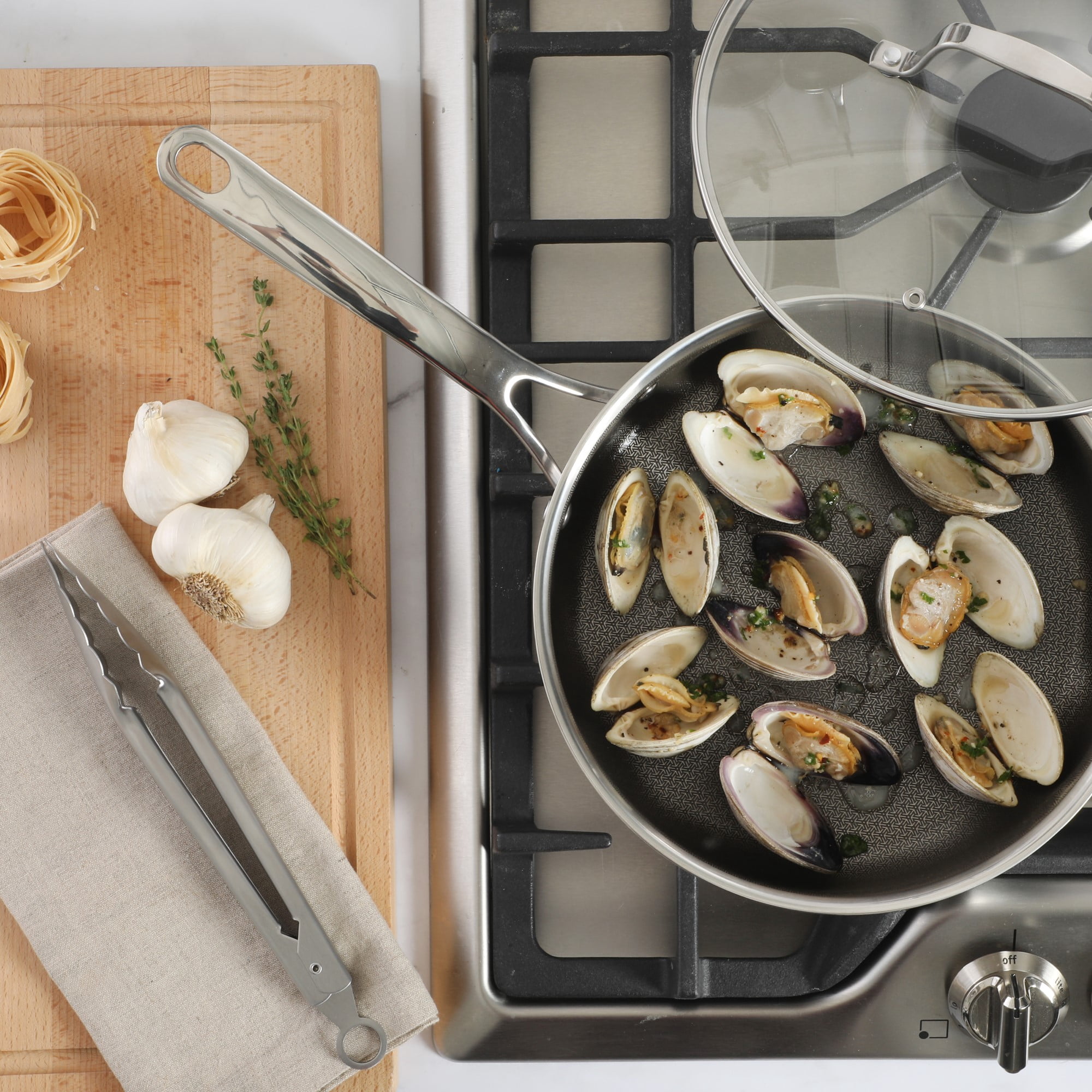 Martha Stewart Badgley Hybrid Nonstick 10 Piece TriPly Stainless Steel Pots and Pans Non-Toxic Cookware Set