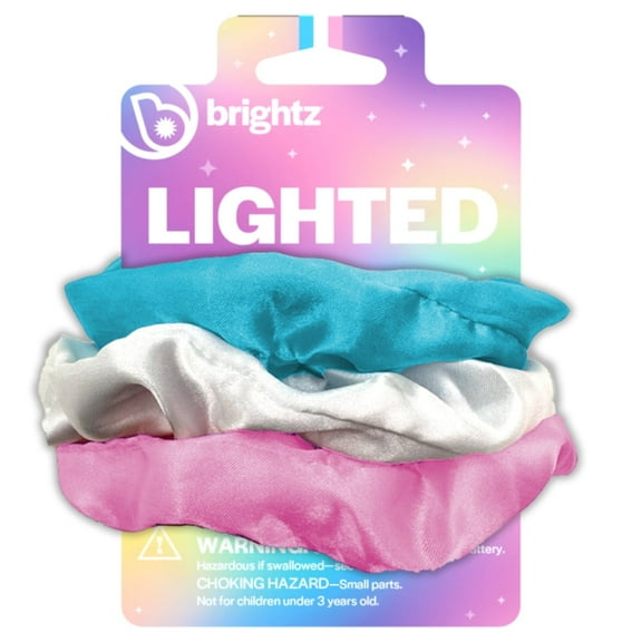 Brightz LED Light Up Scrunchies, LED Hair Accessories, 3-Pack, Pastel