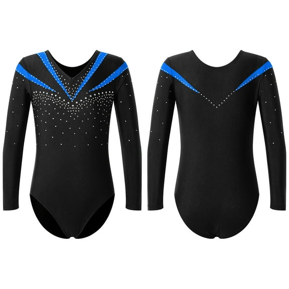 MSemis Kids Girls Gymnastic Leotard Rhinestone Ballet Dance Unitard Bodysuit