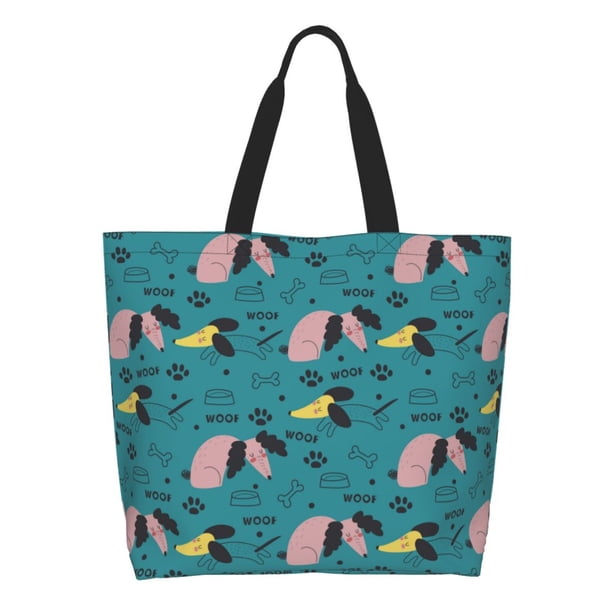 Balery Dachshund Dog Bolsa Tote Estilo Estético con Cremalleras, Bolsa de Hombro, Bolsa de Compras Grande y Plegable