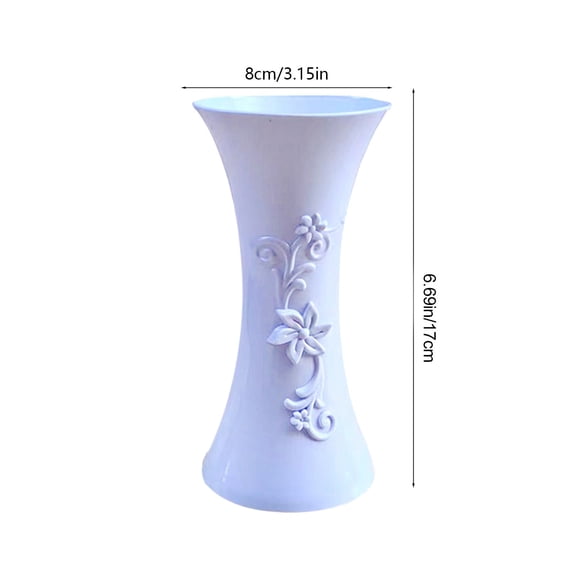 FEOLGEHLY 6.69" Flower Vases for Garden Home Decor, Large Farmhouse Table Vases Rustic Vintage Living Room Kitchen Bedroom Decorations for House Book Shelf Office Coffee Desk Dining Fireplace, White