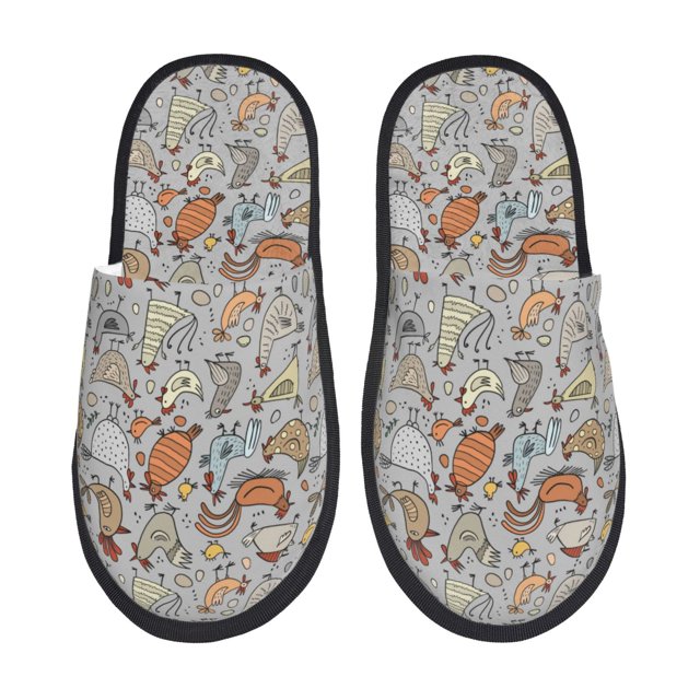 Fotbe Funny Chicken Pantuflas Peludas para Mujer con Estampado, Zapatillas de Peluche, Zapatos de Invierno para Casa, Uso Interior y Exterior-Large